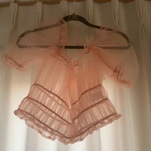 Pink Sheer Puff Sleeve Top 🌸